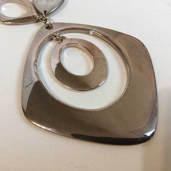 Alfani Mod Pendant Necklace 3 Strand Silver Tone Metal Chain Adjustable length - Picture 4 of 9